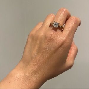 NEW Diamonique Sterling Silver Princess Engagement Ring